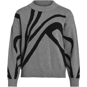 Vila Vitif Jacquard L/S stickad topp – Noos, Medium grå melerad, S Vila Vitif Jacquard L/S stickad topp – Noos, Medium grå melerad, S