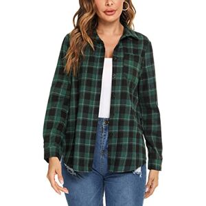 Irevial Dam rutig knappskjorta blus, 3 grön + svart, XL Irevial Dam rutig knappskjorta blus, 3 grön + svart, XL