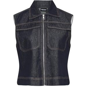 PIECES Pcnevin Sl Vest, Mörkblå denim, XL PIECES Pcnevin Sl Vest, Mörkblå denim, XL