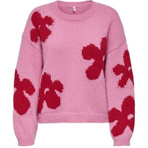 ONLY Onlbootle Life Ls Flower O-Neck KNT, Vild ros, M ONLY Onlbootle Life Ls Flower O-Neck KNT, Vild ros, M