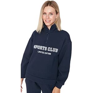 Trendyol Dam regelbunden basic polokrage stickade sweatshirts, marinblå, XS Trendyol Dam regelbunden basic polokrage stickade sweatshirts, marinblå, XS