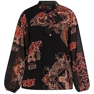 nolie damblus med barocktryck, Svart orange flerfärgad, S nolie damblus med barocktryck, Svart orange flerfärgad, S