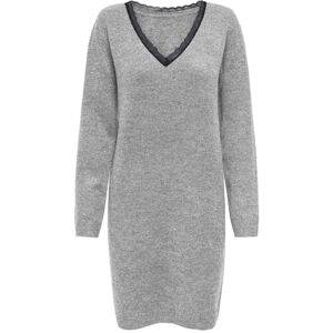 ONLY Onltammy Ls Revers Lace Dress Bf KNT, Ljusgrå melange, M ONLY Onltammy Ls Revers Lace Dress Bf KNT, Ljusgrå melange, M
