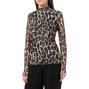 Vila dam vivolettis Leo High Neck L/S topp/Lc långärmad skjorta, Black/Aop: leo, S Vila dam vivolettis Leo High Neck L/S topp/Lc långärmad skjorta, Black/Aop: leo, S