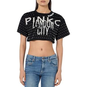 Pinko Bomb T-Shirt Jersey Merceriserad logotyp och städer, Z99_svart limousine, XS Pinko Bomb T-Shirt Jersey Merceriserad logotyp och städer, Z99_svart limousine, XS