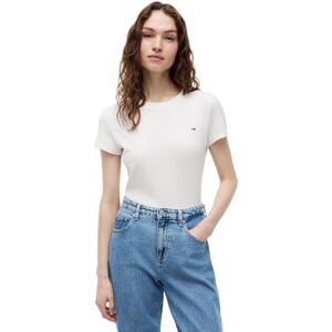 Tommy Jeans kvinnor TJW SLIM C-NECK T-SHIRT S/S t-shirt, vit, S, Vit (Ecru), S Tommy Jeans kvinnor TJW SLIM C-NECK T-SHIRT S/S t-shirt, vit, S, Vit (Ecru), S