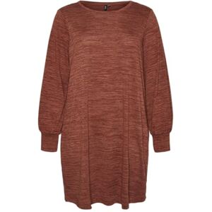 VERO MODA CURVE dam Vmckatie Ls Short Dress JRS Noos Cur klänning, Fired brick/detalj: melerad, L VERO MODA CURVE dam Vmckatie Ls Short Dress JRS Noos Cur klänning, Fired brick/detalj: melerad, L