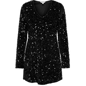 ONLY Onlanika Ls Sequins V-hals klänning WVN, svart, S ONLY Onlanika Ls Sequins V-hals klänning WVN, svart, S