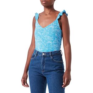 TOM TAILOR Denim Damer Topp med volanger 1031749, 29870 Blue Wave Print, M TOM TAILOR Denim Damer Topp med volanger 1031749, 29870 Blue Wave Print, M