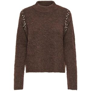 ONLY Onlrina Life Ls strass highneck KNT, Raka choklad, S ONLY Onlrina Life Ls strass highneck KNT, Raka choklad, S