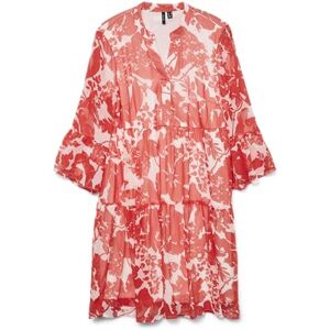 VERO MODA Vmsmilla 3/4 Short Dress WVN Ga, Eldigt röd, XS VERO MODA Vmsmilla 3/4 Short Dress WVN Ga, Eldigt röd, XS