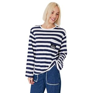 Trendyol Dam vanlig standard stickad blus med rund hals, marinblå, M Trendyol Dam vanlig standard stickad blus med rund hals, marinblå, M