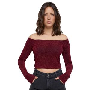 Urban Classics dam Off Shoulder Glitter Långärmad T-shirt, Burgund, L Urban Classics dam Off Shoulder Glitter Långärmad T-shirt, Burgund, L