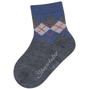 Sterntaler Strumpor ull rutiga, Mörkgrå mel., 31-34 Sterntaler Strumpor ull rutiga, Mörkgrå mel., 31-34