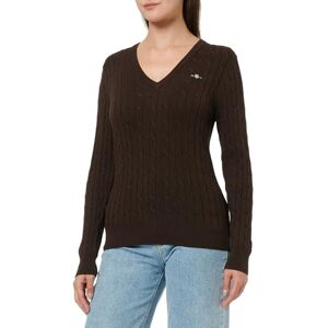 GANT Stretch bomull kabel V-hals, Djup brun, S GANT Stretch bomull kabel V-hals, Djup brun, S