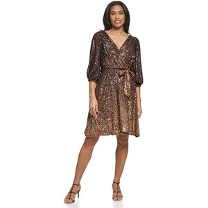 DKNY Damombre Sequin Surplice Dress, Koppar Multi, 8, Koppar multi, 40 DKNY Damombre Sequin Surplice Dress, Koppar Multi, 8, Koppar multi, 40