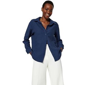 Trendyol damer raka långa ärmar plus size skjorta, marinblå, M Trendyol damer raka långa ärmar plus size skjorta, marinblå, M