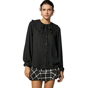 Koton Dam Peter Pan Neck Shirt, Svart (999), 38 Koton Dam Peter Pan Neck Shirt, Svart (999), 38