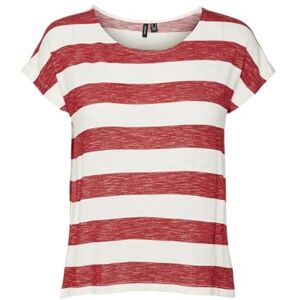 VERO MODA Damer Vmwide ränder S/L Top Ga Noos T-shirt, Goji Berry/band: snow vit, XS VERO MODA Damer Vmwide ränder S/L Top Ga Noos T-shirt, Goji Berry/band: snow vit, XS