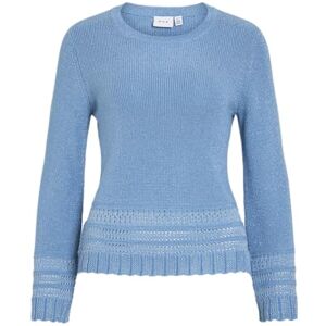 Vila Vialya O-hals L/S glitter stickad topp, Blixt blå, M Vila Vialya O-hals L/S glitter stickad topp, Blixt blå, M