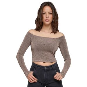 Urban Classics dam Off Shoulder Glitter Långärmad T-shirt, Guld, M Urban Classics dam Off Shoulder Glitter Långärmad T-shirt, Guld, M
