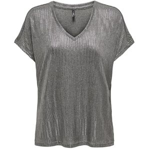 ONLY ONLMIRINDA S/S V-hals TOP JRS, Mörkgrå melange/detalj: gun metallic, XS ONLY ONLMIRINDA S/S V-hals TOP JRS, Mörkgrå melange/detalj: gun metallic, XS