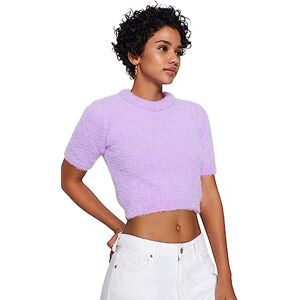Trendyol Damer rak kortärmad smal blus, lila, M Trendyol Damer rak kortärmad smal blus, lila, M