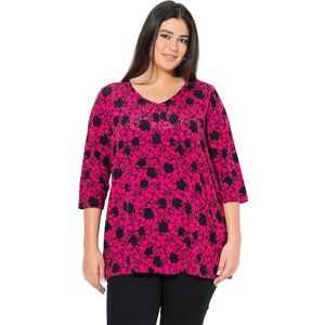 Ulla Popken damer stora storlekar överdimensionerade plus size skjorta, blommor, A-linje, V-hals, 3/4-ärm, svart, 42-44 Ulla Popken damer stora storlekar överdimensionerade plus size skjorta, blommor, A-linje, V-hals, 3/4-ärm, svart, 42-44
