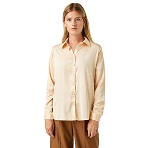 Koton Bas-satinskjorta för kvinnor, Beige (050), 34 Koton Bas-satinskjorta för kvinnor, Beige (050), 34