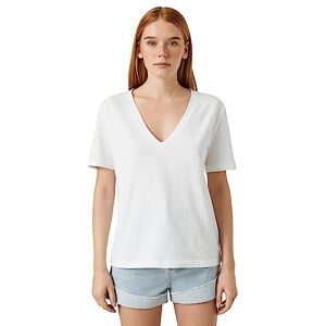 Koton dam basic V-ringad kortärmad T-shirt, Vit (000), S Koton dam basic V-ringad kortärmad T-shirt, Vit (000), S