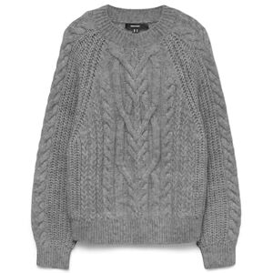 VERO MODA Vmjada Ls O-hals kabel tröja, Medium grå melerad, XS VERO MODA Vmjada Ls O-hals kabel tröja, Medium grå melerad, XS