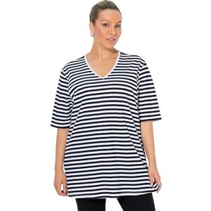 Ulla Popken damer stora storlekar överdimensionerade plus size basic V-skjorta, ränder avslappnad Ulla Popken damer stora storlekar överdimensionerade plus size basic V-skjorta, ränder avslappnad