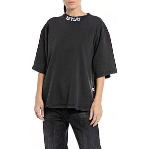 Replay Damsweatshirt, oversize, 099 Blackboard, XS Replay Damsweatshirt, oversize, 099 Blackboard, XS