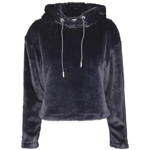 Urban Classics Dam oversize kort teddy huvtröja, Svart (svart 00007), S Urban Classics Dam oversize kort teddy huvtröja, Svart (svart 00007), S