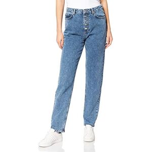 NA-KD Dam knapp stängning raka denim jeans, Mellanblå, 38 SE NA-KD Dam knapp stängning raka denim jeans, Mellanblå, 38 SE