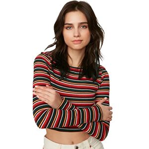 Trendyol Kvinnors flerfärgad randig skörd stickad blus blus, flerfärgad färg, extra liten Trendyol Kvinnors flerfärgad randig skörd stickad blus blus, flerfärgad färg, extra liten