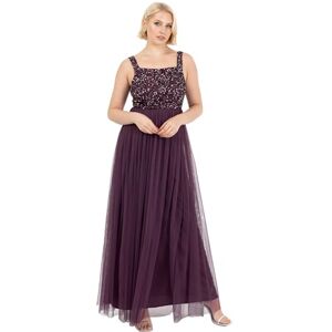 Maya Deluxe dam damer maxi breda remmar ärmlös fyrkantig hals utsmyckad för bröllop gäst bal brudtärna klänning bär storlek 24, Bär, 50 SE Maya Deluxe dam damer maxi breda remmar ärmlös fyrkantig hals utsmyckad för bröllop gäst bal brudtärna klänning bär storlek 24, Bär, 50 SE