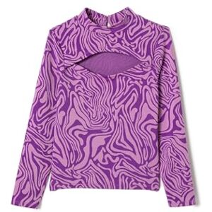Koton Girls's High Neck Långärmad Cut Out detalj mönstrad blus T-shirt, Lila design (3d9), 7-8 År Koton Girls's High Neck Långärmad Cut Out detalj mönstrad blus T-shirt, Lila design (3d9), 7-8 År