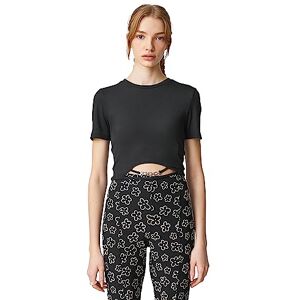 Koton dam metall Acessory detalj kortärmad crop t-shirt, Svart (999), XL Koton dam metall Acessory detalj kortärmad crop t-shirt, Svart (999), XL