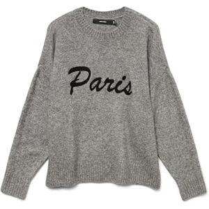 VERO MODA Vmboom Ls O-hals text tröja Noos, Medium grå melerad, XS VERO MODA Vmboom Ls O-hals text tröja Noos, Medium grå melerad, XS