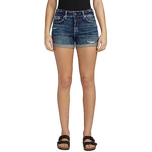 Silver Jeans Co. Silver jeans dam Suki Bermuda jeansshorts, Nödställd mörk indigo, 26W Silver Jeans Co. Silver jeans dam Suki Bermuda jeansshorts, Nödställd mörk indigo, 26W