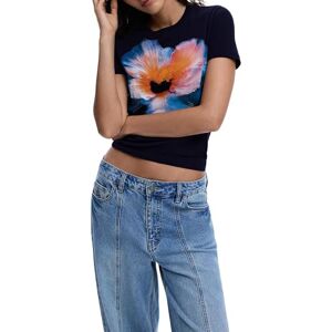 Desigual Kortärmad T-shirt från damkollektionen, blå, XS Desigual Kortärmad T-shirt från damkollektionen, blå, XS