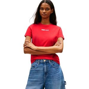 Tommy Jeans dam Tjw Reg Essential Logo 2 Tee Ext Dw0Dw21842 S/S t-shirt, röd (röd varning), XXS Tommy Jeans dam Tjw Reg Essential Logo 2 Tee Ext Dw0Dw21842 S/S t-shirt, röd (röd varning), XXS