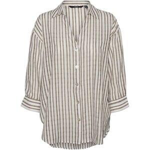 VERO MODA Långärmad damblus, Silver mink/ränder: vit, M VERO MODA Långärmad damblus, Silver mink/ränder: vit, M