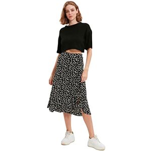 Trendyol Dam midi A-linje stickad kjol, Svart, M Trendyol Dam midi A-linje stickad kjol, Svart, M
