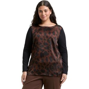 TOM TAILOR Plussize dam långärmad T-shirt, 39039 – brun svart stor leo tryck, 52 plus size TOM TAILOR Plussize dam långärmad T-shirt, 39039 – brun svart stor leo tryck, 52 plus size