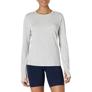 Amazon Essentials dam aktiv mjuk bomull normal passform rund hals långärmad lätt yoga träning t-shirt, ljusgrå ljunga, XL Amazon Essentials dam aktiv mjuk bomull normal passform rund hals långärmad lätt yoga träning t-shirt, ljusgrå ljunga, XL