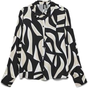 VERO MODA Vmcindy Regina Ls Shirt WVN Ga, svart, M VERO MODA Vmcindy Regina Ls Shirt WVN Ga, svart, M