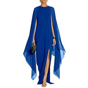MAYFASEY Women's Elegant High Split Flared Sleeve Long Formal Evening Gown Dress with Cape Blue XXL MAYFASEY Women's Elegant High Split Flared Sleeve Long Formal Evening Gown Dress with Cape Blue XXL