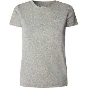 Pepe Jeans dam W Basic Rib S/S T-shirt, Grå (marl grå), S Pepe Jeans dam W Basic Rib S/S T-shirt, Grå (marl grå), S